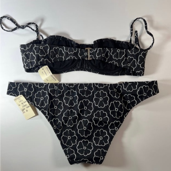 Vintage Chanel Black and White Camellia Flower Two Piece Bikini Bathing Suit - Picture 4 of 4